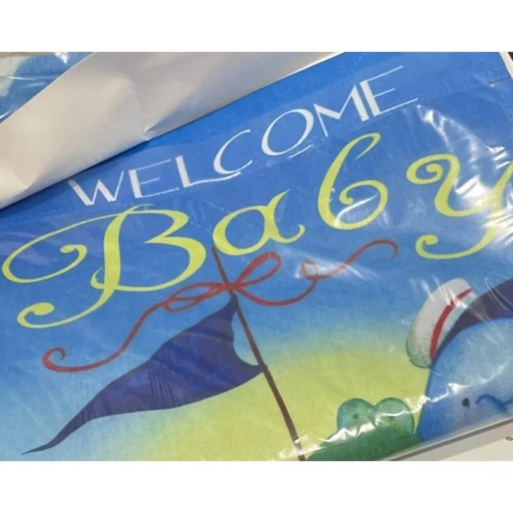 Welcome Baby Garden Flag Shower Party Banner Nautical Sealife Home Decor New Boy